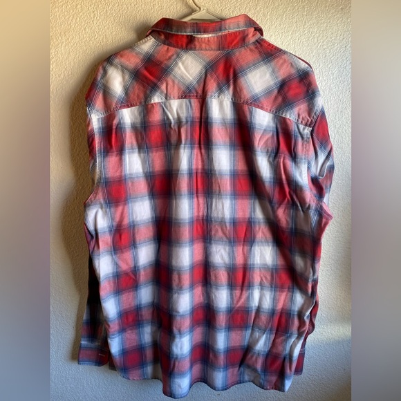 Wrangler Flannel Button Up Shirt Women's XL Long Sleeve Plaid Multi-Color - Picture 5 of 5